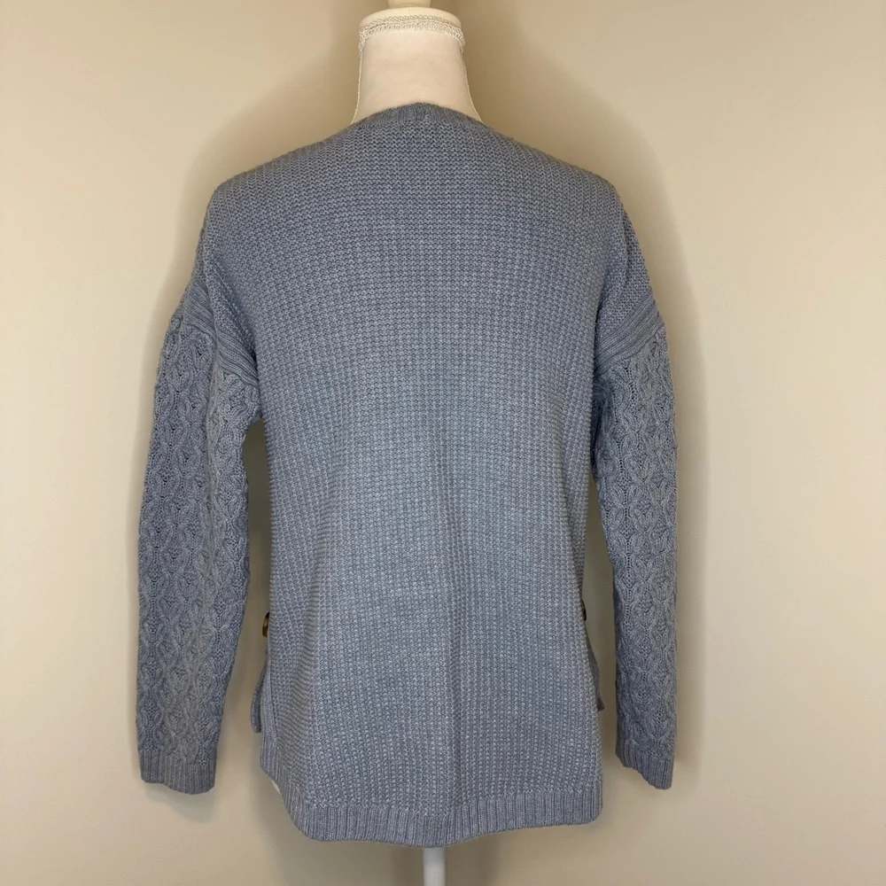 JEANNE PIERRE Light Blue Cable Knit Sweater